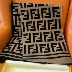 Fendi Brown & Black FF Wool Scarf - New with Box